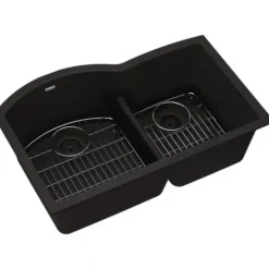 Elkay ELGHU3322RC Quartz Classic® 33& x 22& x 10& Offset 60/40 Double Bowl Undermount Sink Kit with Aqua Divide - One-stop shop for professional tools and equipment.