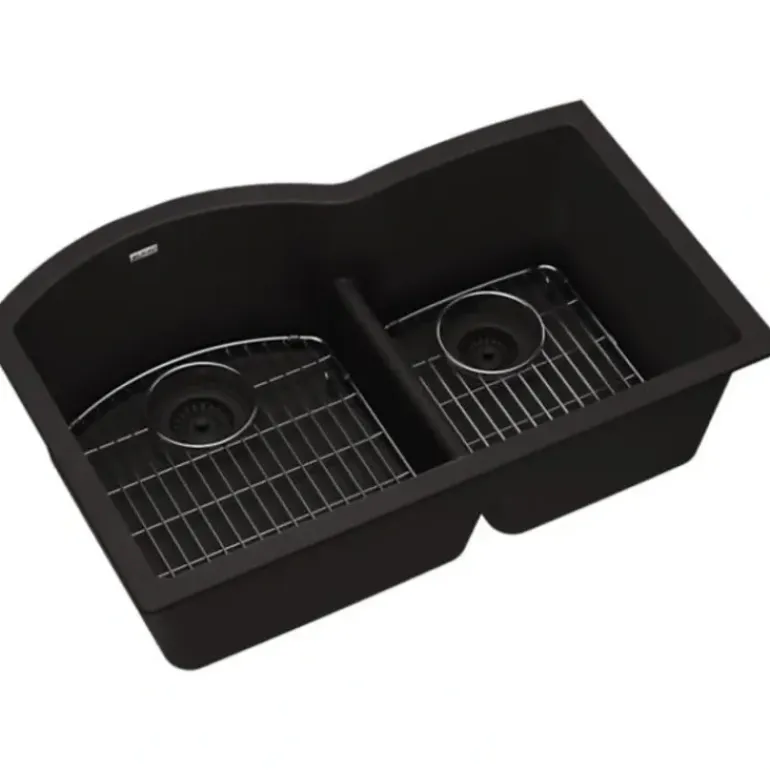 Elkay ELGHU3322RC Quartz Classic® 33& x 22& x 10& Offset 60/40 Double Bowl Undermount Sink Kit with Aqua Divide - One-stop shop for professional tools and equipment.