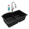 Elkay ELGHU3322RFLC Quartz Classic® 33& x 22& x 10& Offset 60/40 Double Bowl Undermount Sink Kit with Filtered Faucet with Aqua Divide - One-stop shop for professional tools and equipment.