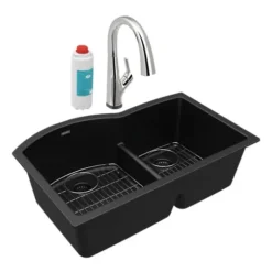 Elkay ELGHU3322RFLC Quartz Classic® 33& x 22& x 10& Offset 60/40 Double Bowl Undermount Sink Kit with Filtered Faucet with Aqua Divide - One-stop shop for professional tools and equipment.