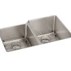 Elkay ELUHH3120LTPDBG Lustertone Iconix® 16 Gauge Stainless Steel 31-1/4& x 20-1/2& x 9& Double Bowl Undermount Sink Kit with Left Perfect Drain® - One-stop shop for professional tools and equipment.