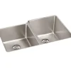 Elkay ELUHH3120LTPD Lustertone Iconix® 16 Gauge Stainless Steel 31-1/4& x 20-1/2& x 9& Double Bowl Undermount Sink with Left Perfect Drain® - One-stop shop for professional tools and equipment.