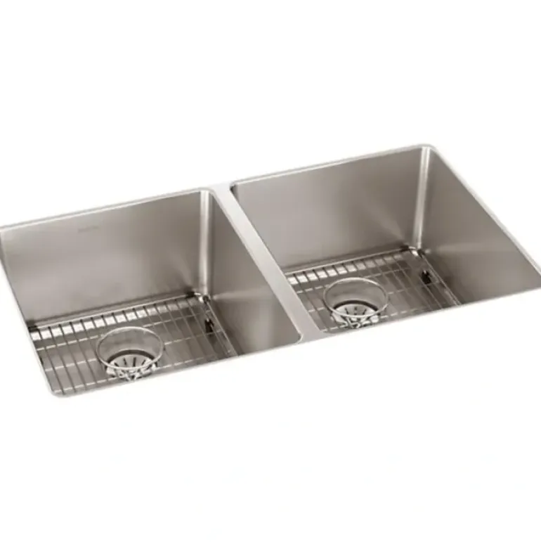 Elkay ELUHH3118TPDBG Lustertone Iconix® 16 Gauge Stainless Steel 32-3/4& x 19-1/2& x 9& Double Bowl Undermount Sink Kit with Perfect Drain® - One-stop shop for professional tools and equipment.