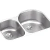 Elkay ELUH311910LPD Lustertone® Classic Stainless Steel 31-1/4& x 20& x 10& Offset 40/60 Double Undermount Sink w/Perfect Drain® - One-stop shop for professional tools and equipment.