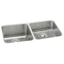 Elkay ELUH311810RDBG Lustertone® Classic Stainless Steel 30-3/4& x 18-1/2& x 10& Equal Double Bowl Undermount Sink Kit with Right Drain - One-stop shop for professional tools and equipment.