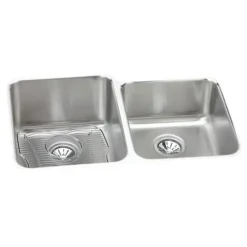 Elkay ELUH3120RDBG Lustertone® Classic Stainless Steel, 31-1/4& x 20-1/2& x 9-7/8& Offset Double Bowl Undermount Sink Kit - One-stop shop for professional tools and equipment.
