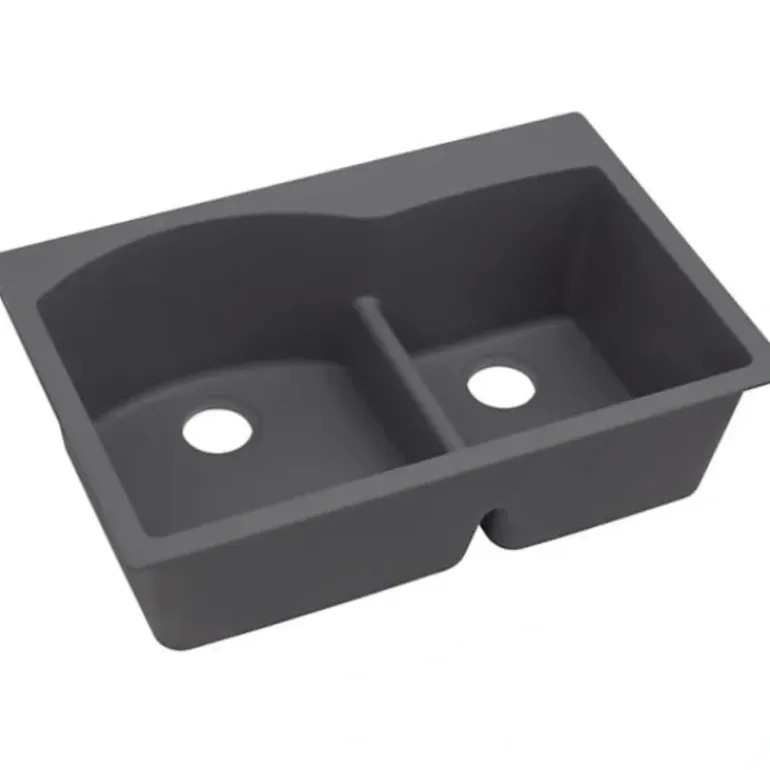 Elkay ELXH3322R Quartz Luxe® 33& x 22& x 10& Offset 60/40 Double Bowl Drop-in Sink with Aqua Divide - One-stop shop for professional tools and equipment.