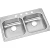 Elkay GE23322 Dayton® Stainless Steel 33& x 22& x 5-3/8& Equal Double Bowl Drop-in Sink - One-stop shop for professional tools and equipment.