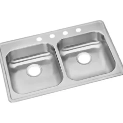 Elkay GE23322 Dayton® Stainless Steel 33& x 22& x 5-3/8& Equal Double Bowl Drop-in Sink - One-stop shop for professional tools and equipment.