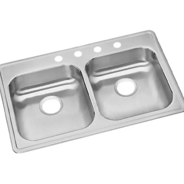 Elkay GE23322 Dayton® Stainless Steel 33& x 22& x 5-3/8& Equal Double Bowl Drop-in Sink - One-stop shop for professional tools and equipment.