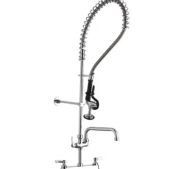 Elkay LK843AF08LC 8& Centerset Exposed Deck Mount Faucet 44in Flexible Hose with 1.2 GPM Spray Head + 8& Arc Tube Spout 2& Lever Handles - One-stop shop for professional tools and equipment.