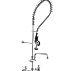 Elkay LK943AF12LC 8& Centerset Wall Mount Faucet 44& Flexible Hose with 1.2 GPM Spray Head + 12& Arc Tube Spout 2& Lever Handles - One-stop shop for professional tools and equipment.