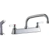 Elkay LK811AT08L2 8& Centerset with Exposed Deck Faucet with 8& Arc Tube Spout 2& Lever Handles Plus Side Spray Chrome - One-stop shop for professional tools and equipment.