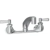 Elkay LK940AT08L2H Foodservice 8& Centerset Wall Mount Faucet with 8& Arc Tube Spout 2& Lever Handles 1/2& Offset Inlets Chrome - One-stop shop for professional tools and equipment.