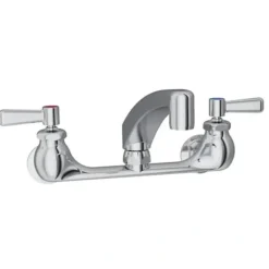 Elkay LK940AT10L2H Foodservice 8& Centerset Wall Mount Faucet with 10& Arc Tube Spout 2& Lever Handles 1/2& Offset Inlets Chrome - One-stop shop for professional tools and equipment.