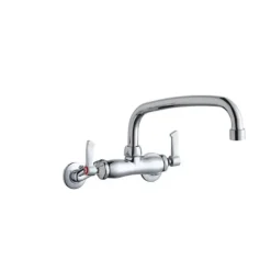 Elkay LK945AT10L2T Foodservice 3-8& Adjustable Centers Wall Mount Faucet w/10& Arc Tube Spout 2& Lever Handles 2& Inlet Chrome - One-stop shop for professional tools and equipment.