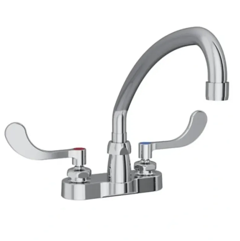 Elkay LK406AT12T4 4& Centerset with Exposed Deck Faucet with 12& Arc Tube Spout 4& Wristblade Handles - One-stop shop for professional tools and equipment.