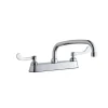 Elkay LK810AT12T4 8& Centerset with Exposed Deck Faucet with 12& Arc Tube Spout 4& Wristblade Handles Chrome - One-stop shop for professional tools and equipment.