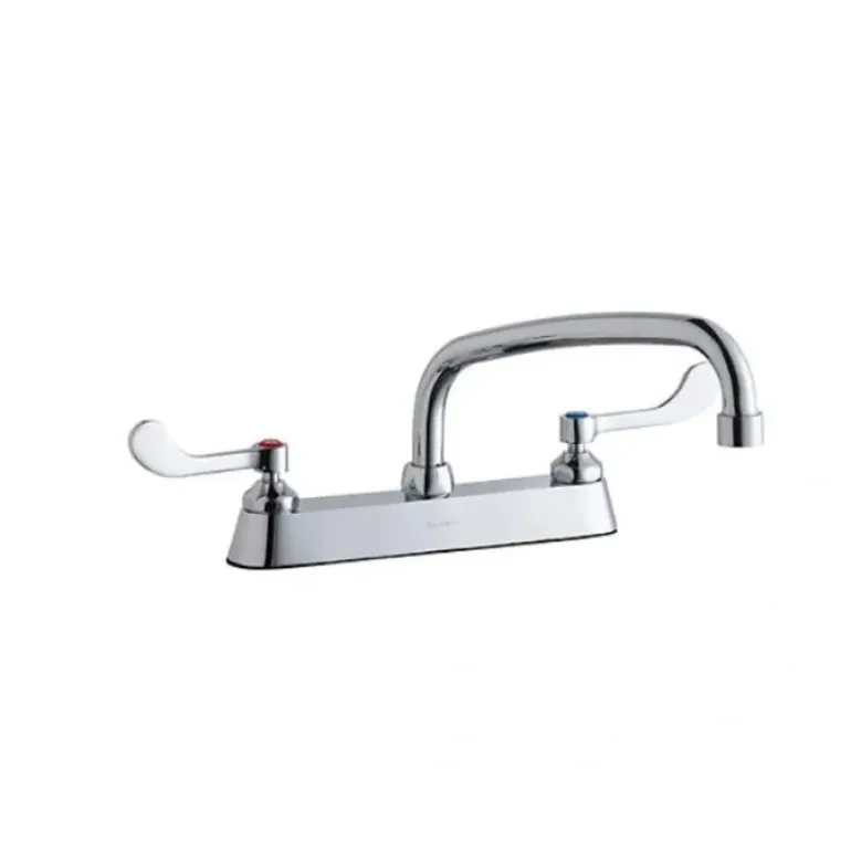 Elkay LK810AT10T6 8& Centerset with Exposed Deck Faucet with 10& Arc Tube Spout 6& Wristblade Handles Chrome - One-stop shop for professional tools and equipment.