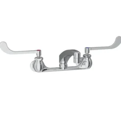 Elkay LK940AT08T6H Foodservice 8& Centerset Wall Mount Faucet with 8& Arc Tube Spout 6& Wristblade Handles 1/2& Offset Inlets - One-stop shop for professional tools and equipment.