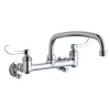 Elkay LK940AT10T6S Foodservice 8& Centerset Wall Mount Faucet with 10& Arc Tube Spout 6in Wristblade Handles 1/2& Offset Inlets+Stop - One-stop shop for professional tools and equipment.