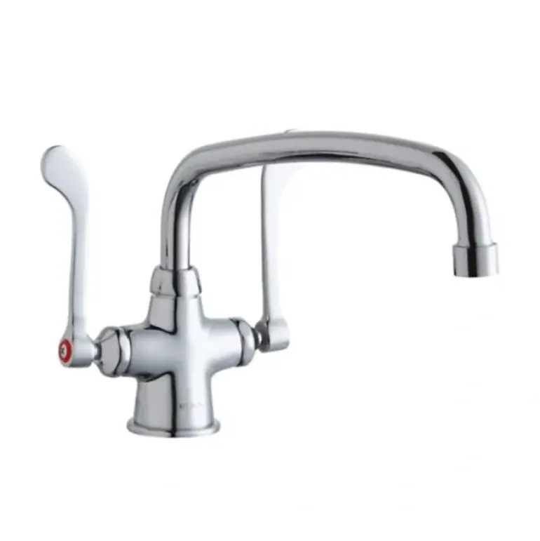 Elkay LK500AT12T6 Single Hole with Concealed Deck Faucet with 12& Arc Tube Spout 6& Wristblade Handles Chrome - One-stop shop for professional tools and equipment.