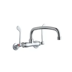 Elkay LK945AT12T6T Foodservice 3-8& Adjustable Centers Wall Mount Faucet w/12& Arc Tube Spout 6& Wristblade Handles 2& Inlet - One-stop shop for professional tools and equipment.