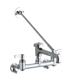 Elkay LK940BP07L2S 8& Centerset Wall Mount Faucet with 7& Bucket Hook Spt 2in Lever Handles 1/2& Offset Inlets+Stop Polished Chrome - One-stop shop for professional tools and equipment.