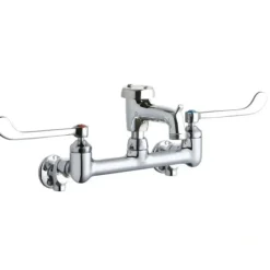 Elkay LK940BP03T6S 8& Centerset Wall Mount Faucet 3& Bucket Hook Spt 6& Wristblade Handles 1/2& Offset Inlets+Stop Polished Chrome - One-stop shop for professional tools and equipment.