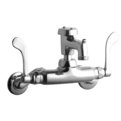 Elkay LK945BP07T4T Service/Utility Single Hole Wall Mount Faucet w/7& Bucket Hook Spout 4& Wristblade Handles 2& Inlet Chrome - One-stop shop for professional tools and equipment.