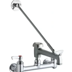 Elkay LK940BR07L2H 8& Centerset Wall Mount Faucet with 7& Bucket Hook Spout 2& Lever Handles 1/2& Offset Inlets Rough Chrome - One-stop shop for professional tools and equipment.
