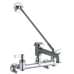 Elkay LK940BR07L2S 8& Centerset Wall Mount Faucet with 7& Bucket Hook Spt 2& Lever Handles 1/2& Offset Inlets+Stop Rough Chrome - One-stop shop for professional tools and equipment.
