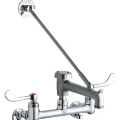 Elkay LK940BR07T4S 8& Centerset Wall Mount Faucet 7& Bucket Hook Spt 4& Wristblade Handles 1/2& Offset Inlets+Stop Rough Chrome - One-stop shop for professional tools and equipment.