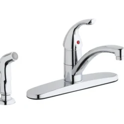 Elkay LK1001CR Everyday Four Hole Deck Mount Kitchen Faucet with Lever Handle and Side Spray and Deck Plate/Escutcheon Chrome - One-stop shop for professional tools and equipment.