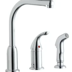Elkay LK3001CR Everyday Kitchen Deck Mount Faucet with Remote Lever Handle and Side Spray Chrome - One-stop shop for professional tools and equipment.