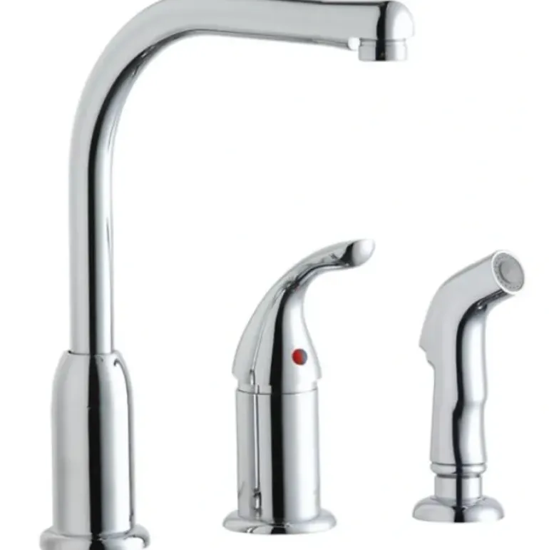 Elkay LK3001CR Everyday Kitchen Deck Mount Faucet with Remote Lever Handle and Side Spray Chrome - One-stop shop for professional tools and equipment.