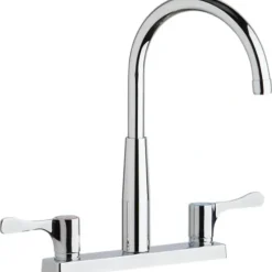 Elkay LKD2423BHC 8& Centerset Exposed Deck Mount Faucet with Gooseneck Spout and 4& Lever Handles Chrome - One-stop shop for professional tools and equipment.