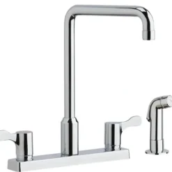 Elkay LKD2443C 8& Centerset Exposed Deck Mount Faucet with Arc Spout and 2-5/8& Lever Handles with Side Spray Chrome - One-stop shop for professional tools and equipment.