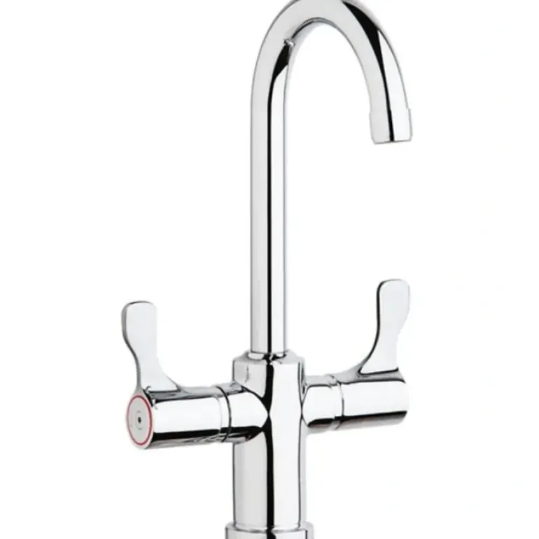 Elkay LKD208813C Single Hole 12-1/2& Deck Mount Faucet with Gooseneck Spout Twin Lever Handles Chrome - One-stop shop for professional tools and equipment.