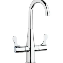 Elkay LKD2223C Single Hole Deck Mount Faucet with Gooseneck Spout Twin Lever Handles Chrome - One-stop shop for professional tools and equipment.