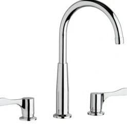 Elkay LKD232SBH5C 8& Centerset Concealed Deck Mount Faucet with Gooseneck Spout and 4& Lever Handles + Stop Chrome - One-stop shop for professional tools and equipment.