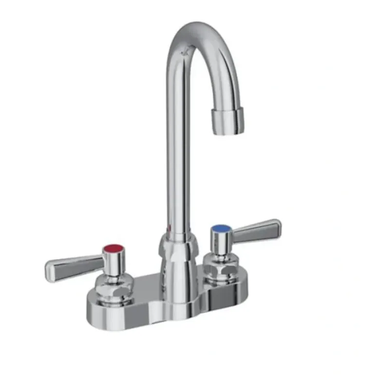 Elkay LK406GN04L2 4& Centerset with Exposed Deck Faucet with 4& Gooseneck Spout 2& Lever Handles Chrome - One-stop shop for professional tools and equipment.