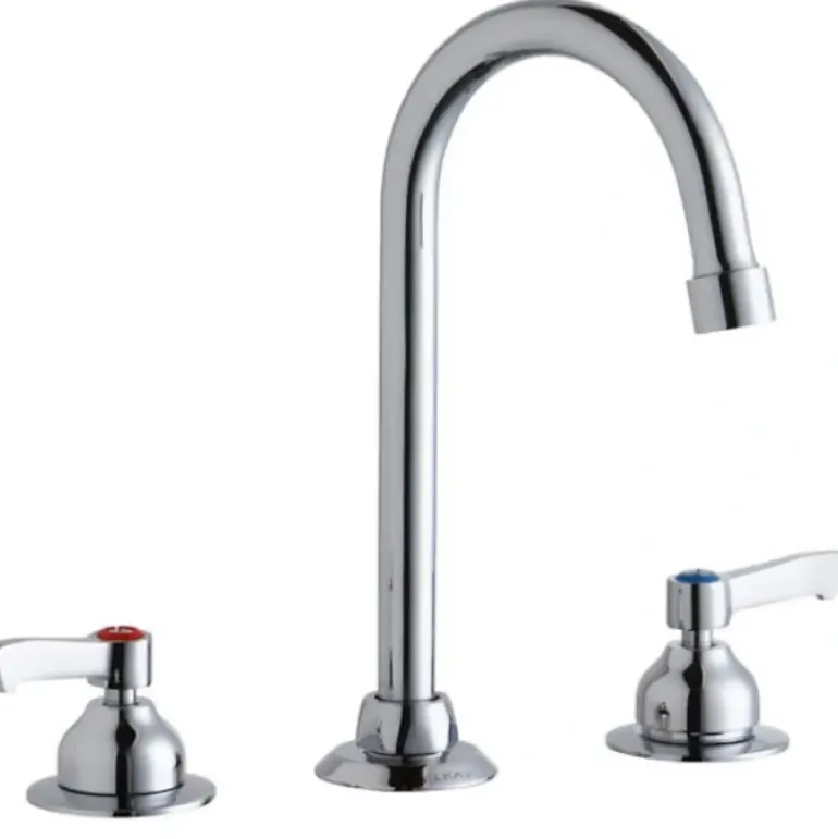 Elkay LK800GN08L2 8& Centerset with Concealed Deck Faucet with 8& Gooseneck Spout 2& Lever Handles Chrome - One-stop shop for professional tools and equipment.