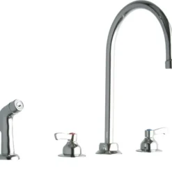 Elkay LK801GN08L2 8& Centerset with Concealed Deck Faucet with 8& Gooseneck Spout 2& Lever Handles with Side Spray Chrome - One-stop shop for professional tools and equipment.