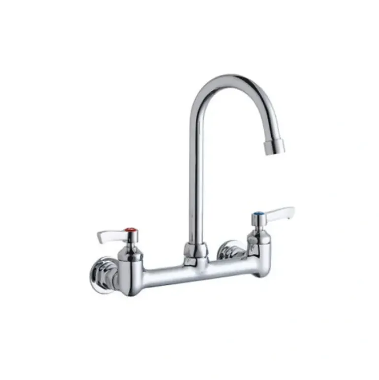 Elkay LK940GN05L2H Scrub/Handwash 8& Centerset Wall Mount Faucet with 5& Gooseneck Spout 2& Lever Handles 1/2& Offset Inlets - One-stop shop for professional tools and equipment.