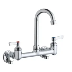 Elkay LK940GN05L2S Scrub/Handwash 8& Centerset Wall Mount Faucet with 5& Gooseneck Spout 2& Lever Handles 1/2& Offset Inlets+Stop - One-stop shop for professional tools and equipment.