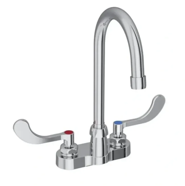 Elkay LK810GN08T4 8& Centerset with Exposed Deck Faucet with 8& Gooseneck Spout 4& Wristblade Handles Chrome - One-stop shop for professional tools and equipment.