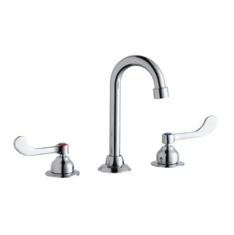 Elkay LK800GN04T4 8& Centerset with Concealed Deck Faucet with 4& Gooseneck Spout 4& Wristblade Handles Chrome - One-stop shop for professional tools and equipment.