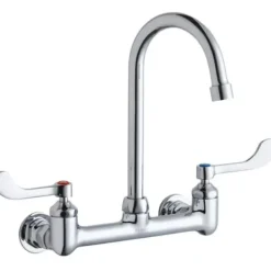 Elkay LK940GN05T6H Scrub/Handwash 8& Centerset Wall Mount Faucet w/5& Gooseneck Spout 6& Wristblade Handles 1/2& Offset Inlet - One-stop shop for professional tools and equipment.