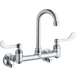 Elkay LK940GN04T4S Scrub/Handwash 8& Centerset Wall Mount Faucet with 4& Gooseneck Spout 4in Wristblade Handle 1/2& Offset Inlets+Stop - One-stop shop for professional tools and equipment.
